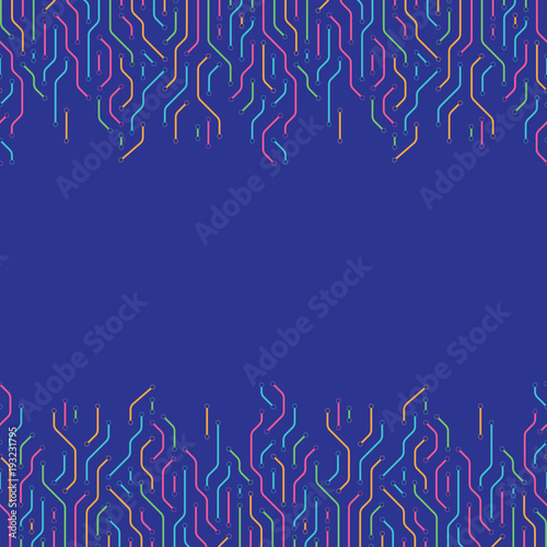 Technology background from colored lines connections for your presentation slide. Abstract information connectivity background. IT-development conception. Neural structure. Vector illustration