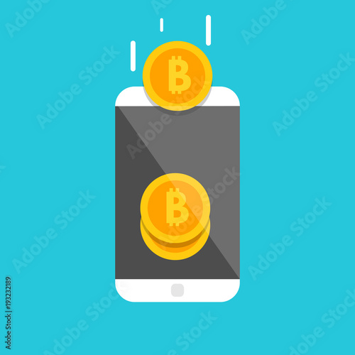 Peer to peer payments. Smartphone transfer money.  Cryptocurrency Transaction. Vector illustration.
