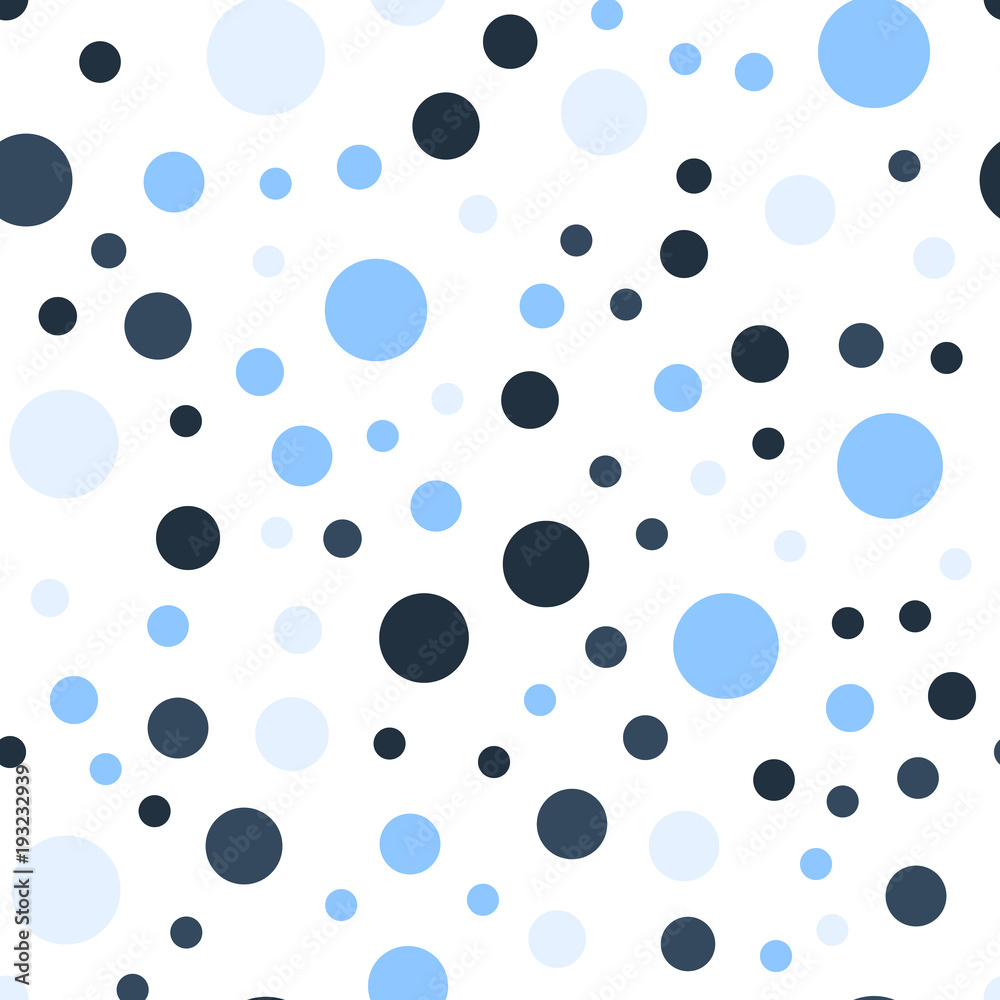 Colorful polka dots seamless pattern on black 15 background. Dazzling classic colorful polka dots textile pattern. Seamless scattered confetti fall chaotic decor. Abstract vector illustration.