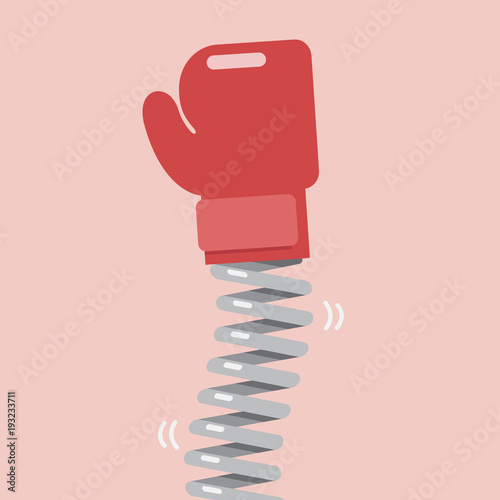 Boxing glove with elastic metal spring