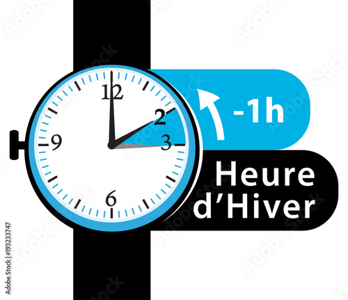 Changement d'heure ! Icône de passage à l'heure d'hiver.