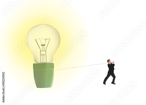 persona trascina trasporta lampadina accesa