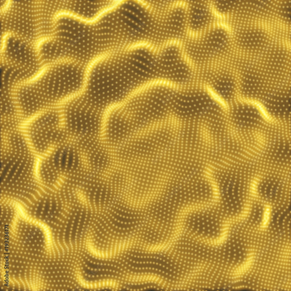 Array with Dynamic Particles. 3d Futuristic technology style. Abstract Background. Texture. Glowing points. Vector Illustration.