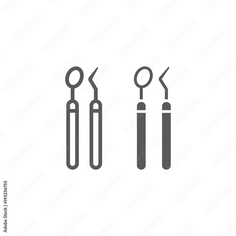 Dentist Tools line and glyph icon, stomatology and dental, care sign vector graphics, a linear pattern on a white background, eps 10. Dentist Tools line and glyph icon, stomatology and dental, care sign vector graphics, a linear pattern on a white background, eps 10.