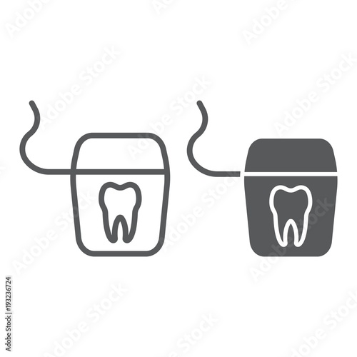 Dental floss line and glyph icon, stomatology and dental, clean sign vector graphics, a linear pattern on a white background, eps 10.