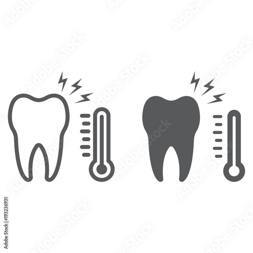 Sensetive tooth line and glyph icon, stomatology and dental, sick tooth sign vector graphics, a linear pattern on a white background, eps 10.