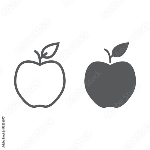 Apple line and glyph icon, diet and fruit, healthy food sign vector graphics, a linear pattern on a white background, eps 10