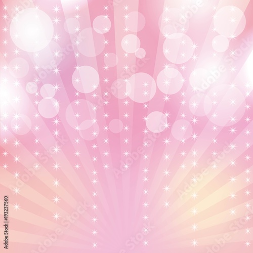 pink glitter sparkles rays lights bokeh and star festive abstract background vector illustration