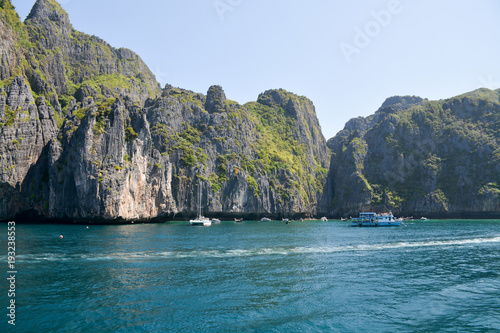 Coast of the island of Phi Phi.Azure water.Thailand