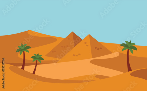 Group of People with Camels Caravan Riding in Realistic Wide Desert Sands in Middle East.