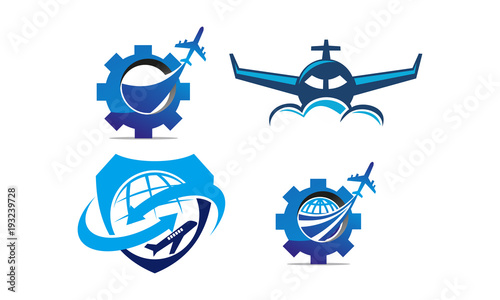Airplane Travel Vector Template Set