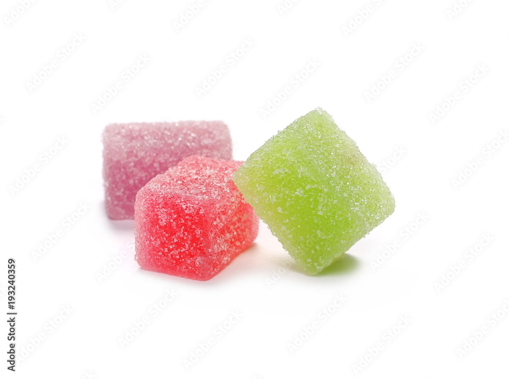 Colorful jelly sugar candies isolated on white background Colorful jelly sugar candies isolated on white background