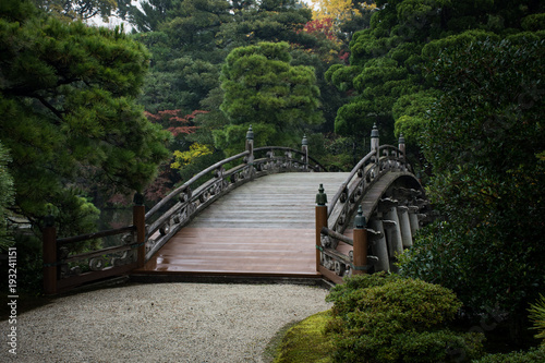 Bridge in Japanese garden in the fall