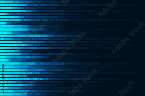 Abstract digital code visualization. Big data code representation. Stream of encoded data.