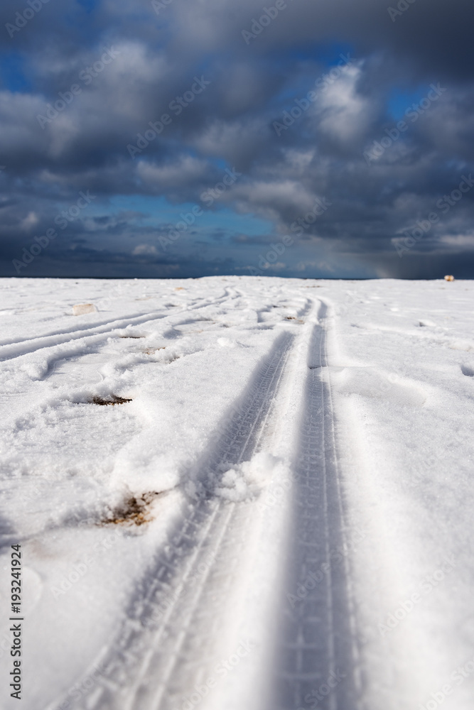 Baltic sea coast in winter near Liepaja, Latvia.