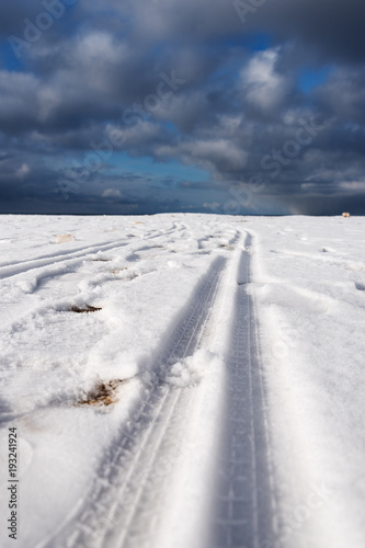 Baltic sea coast in winter near Liepaja, Latvia.