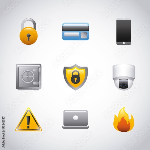 theft identity technology digital set icons vector illustration