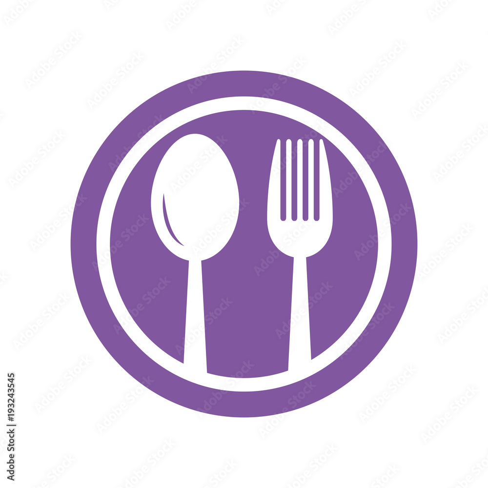 vector illustration of the sign with a spoon, a fork and a plate vector illustration of the sign with a spoon, a fork and a plate