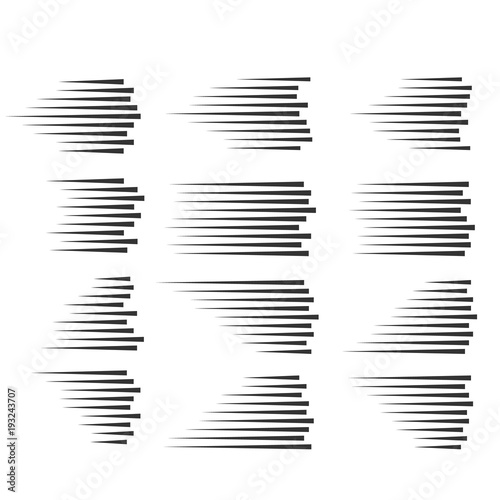 Speed lines isolated. Motion effect. Black lines on white background.