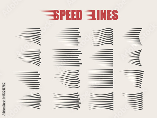 Speed lines isolated. Motion effect. Black lines on white background.