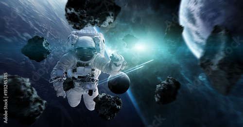 Fototapeta Naklejka Na Ścianę i Meble -  Astronaut floating in space 3D rendering elements of this image furnished by NASA