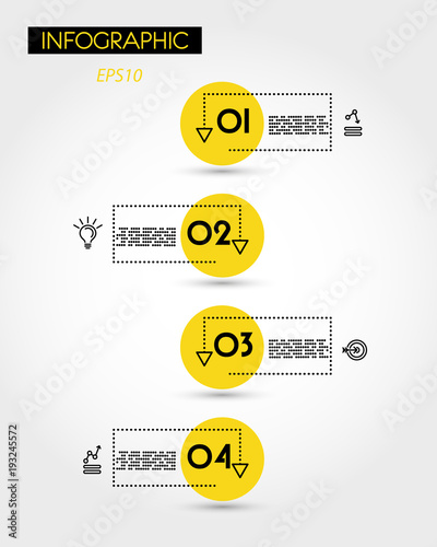 yellow info timeline with five dotted elements