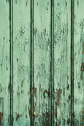 Old weathered green wood wall background texture