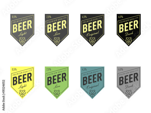 Beer Label Design with bear head polygonal line style set. Dark, light, original, live