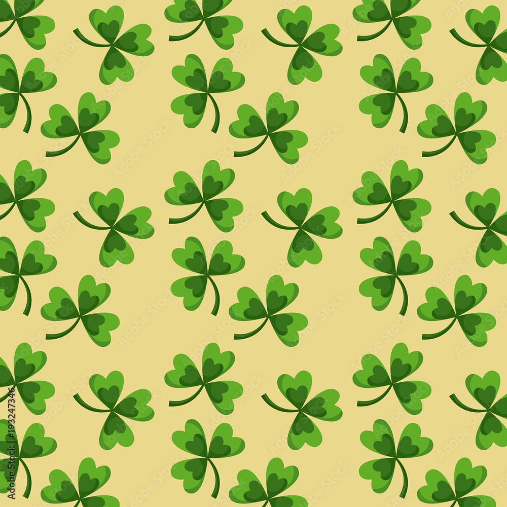 st patricks day green clovers seamless pattern design vector illustration