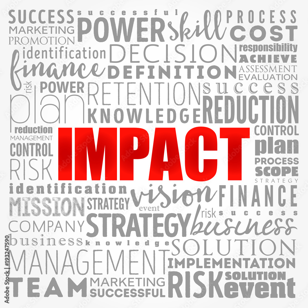 IMPACT Word Cloud collage, business concept background IMPACT Word Cloud collage, business concept background