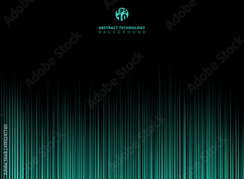 Abstract technology green light lazer lines vertical pattern on dark background.