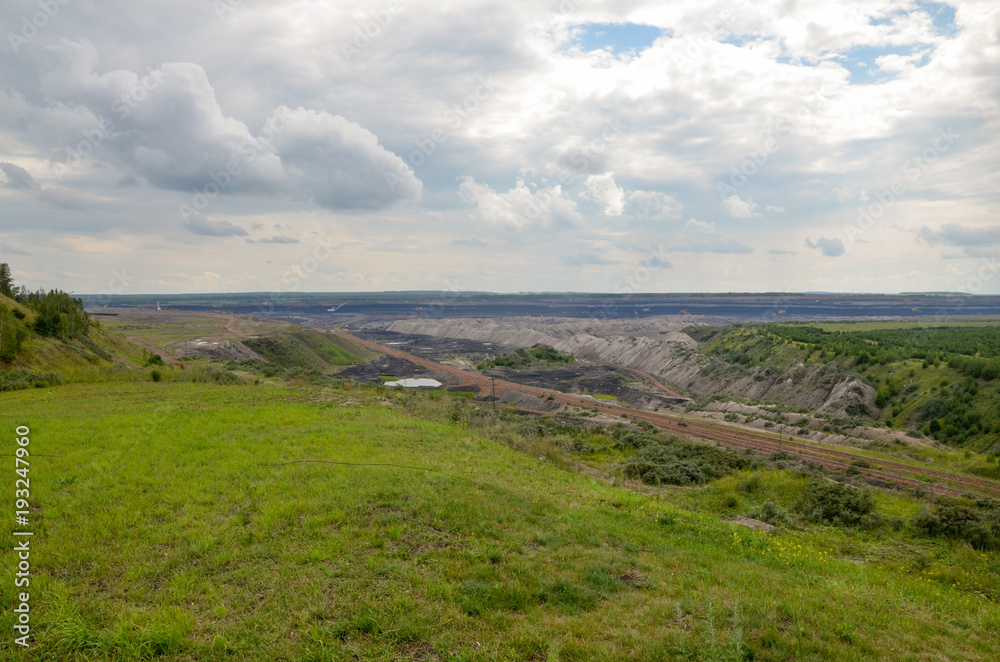 Borodino coal open cut view from eastern observation deck Krasnoyarsk territory, Russia