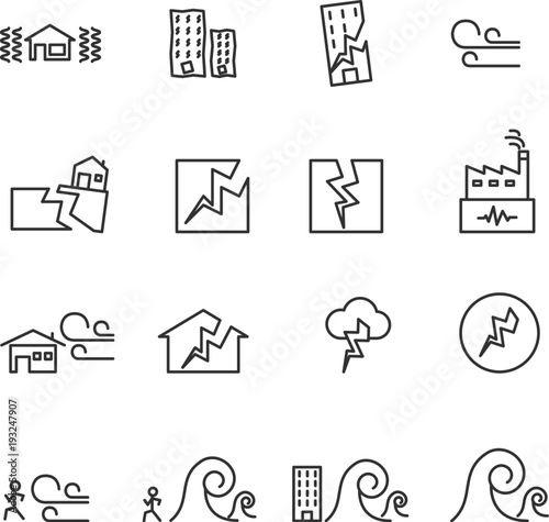 Earthquake Icon . line symbol vector illustration