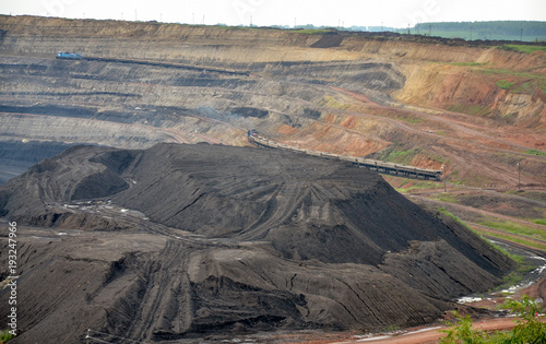 mining debris heap at Borodino open cut Krasnoyarsk territory, Russia