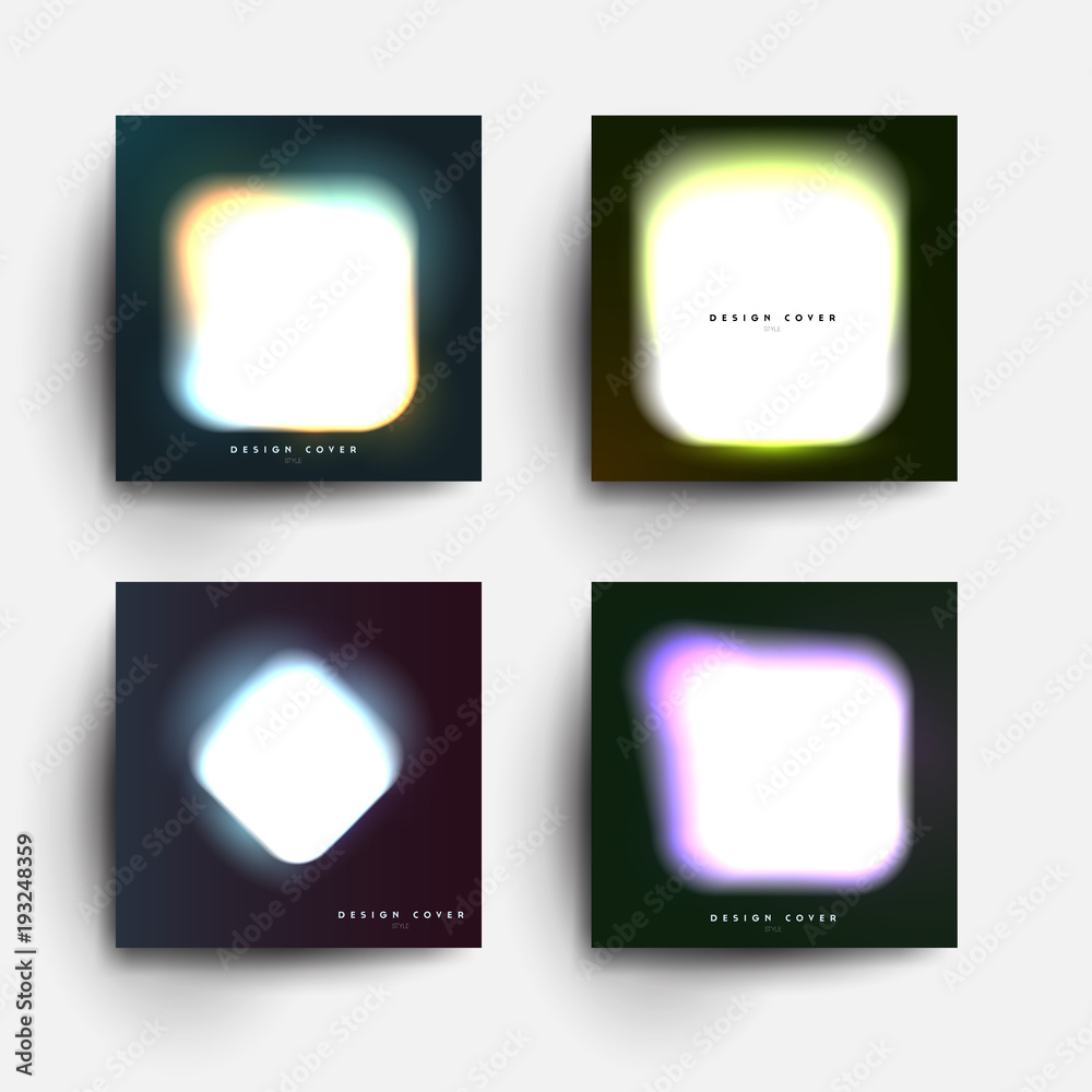 Fototapeta premium Set of abstract design background in modern gradient colorful style. Trendy templates for cover posters, banners, flyers, placards, pictures. Mockup branding, advertisement. Vector illustration.