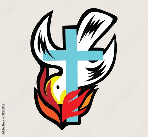 Holyspirit Fire with Cross, art vector design