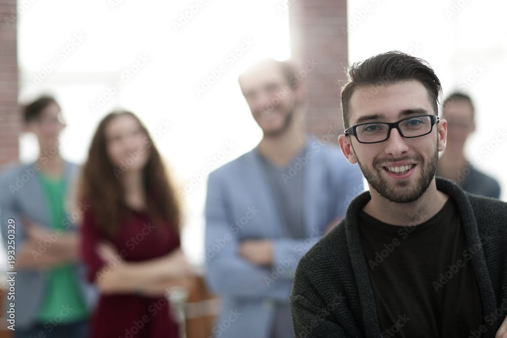 portrait of a young journalist in the blurred background portrait of a young journalist in the blurred background