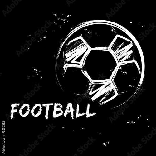 Stylized image of football ball on black background. Vector illustration in grunge style for sporty design. 