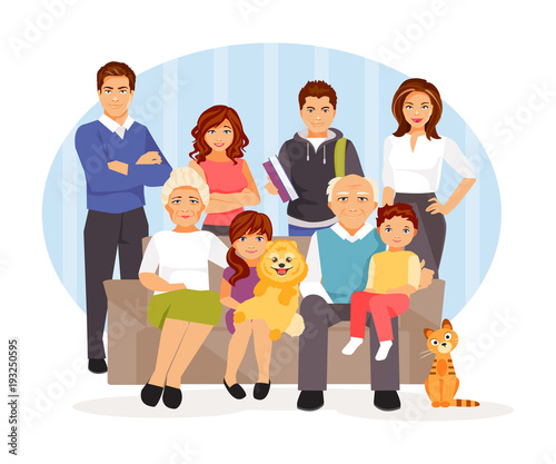 Cartoon big family