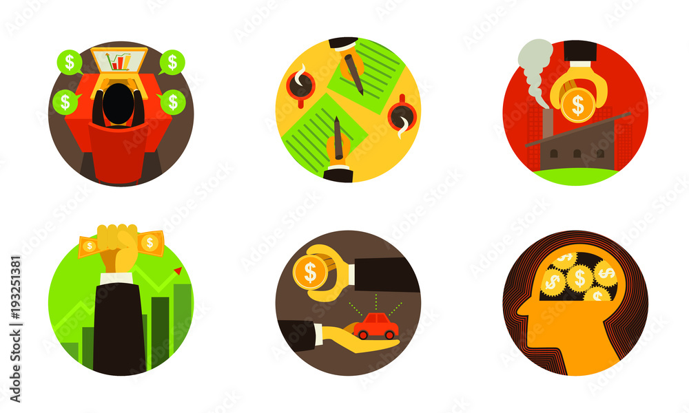 Obraz premium Business finance icons on white set 2. Vector illustration