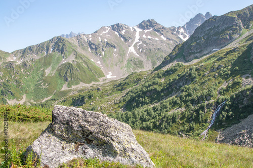 Summer hike in the mountains of Arkhyz. Karachaevo Cherkessia.