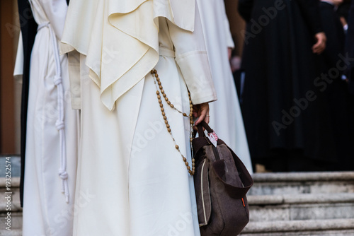 Dominican monks, detail of the monastic habit, monastic order of the Catholic Church