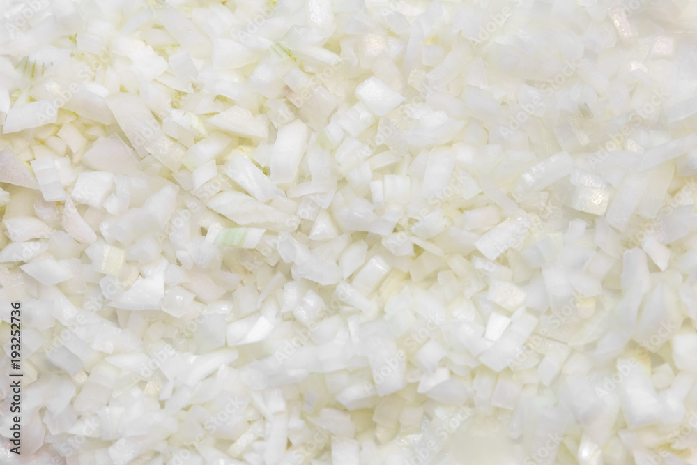 Hintergrund draufsicht, Zwiebel in Würfel geschnitten Hintergrund draufsicht, Zwiebel in Würfel geschnitten