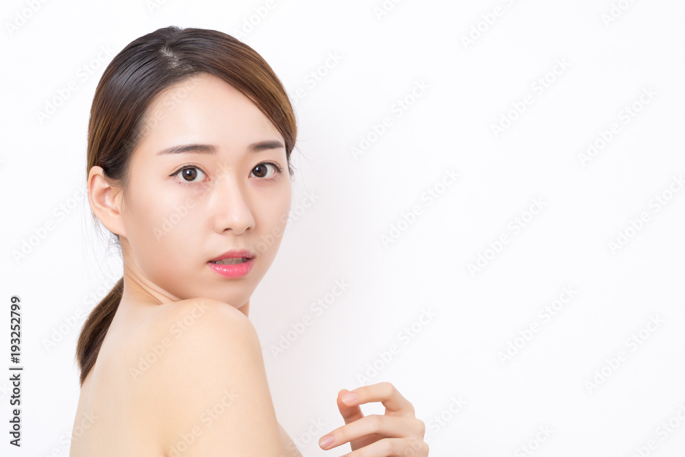 Beauty Skin Care Concept. Beautiful woman face and looking at camera Beauty Skin Care Concept. Beautiful woman face and looking at camera