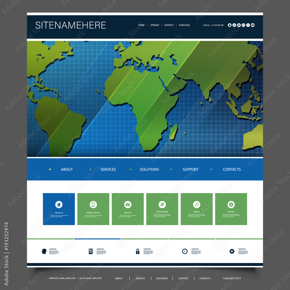 Global Business, Technology - Website Template Design 