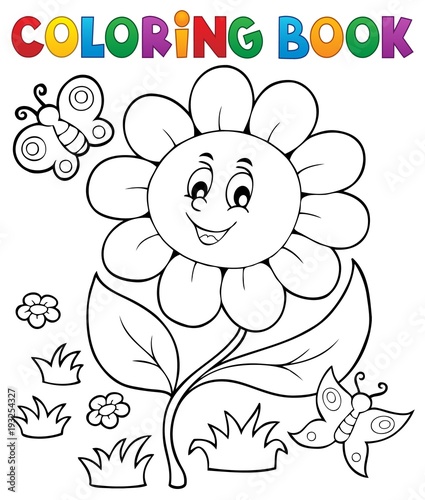 Coloring book flower topic 6