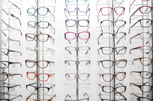 Rack with frames for glasses