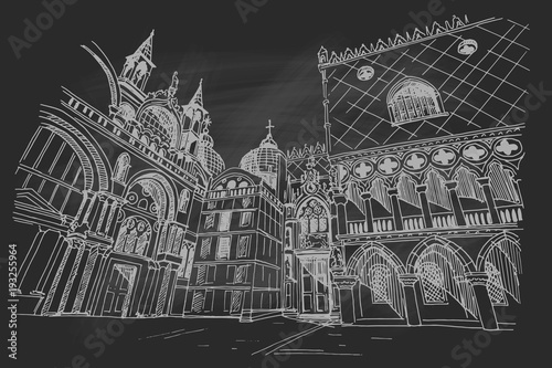 Vector sketch of St.Mark's cathedral 