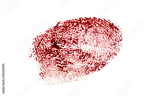 Bloody fingerprint isolated on a white background photo