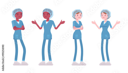 Male, female nurse in negative emotions